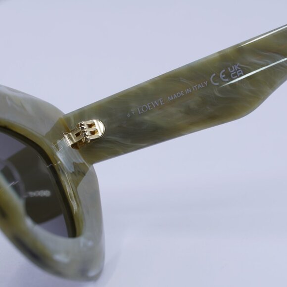 Loewe LW40127I 60E Sunglasses Green Marble Cat Eye Frame, Brown Lenses - Picture 8 of 10